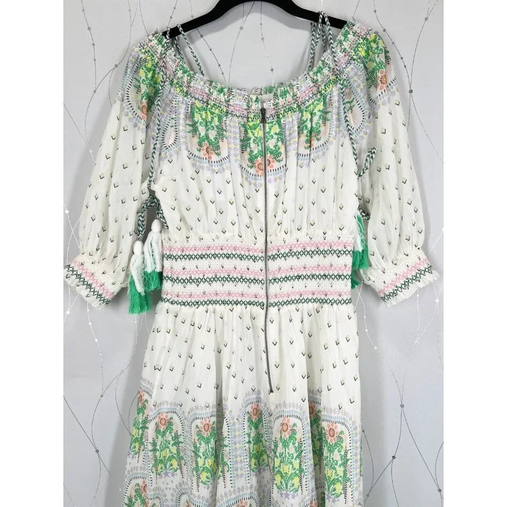 Alice + Olivia Sun Valley Trellis Multi White Green Dress $660 - Picture 9 of 14